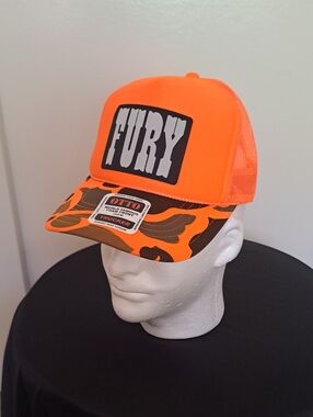 OTTO Orange and Brown Camo Trucker Hat